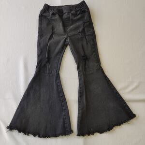 Girls Size 7 Western Outfit Set Denim Jacket Evsie & Distressed Flare Jeans Boho